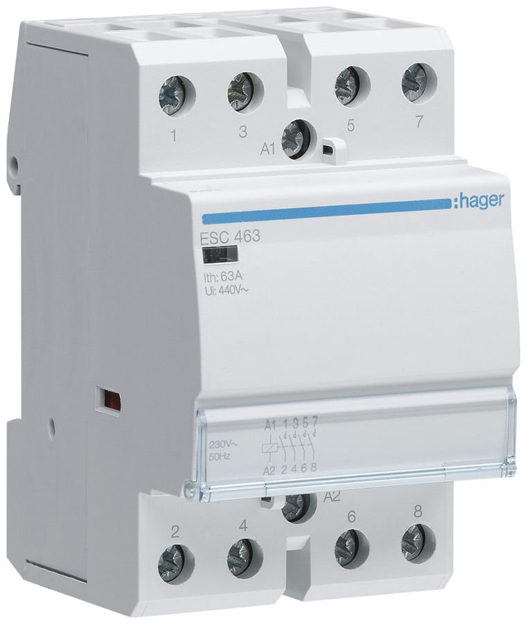 REG-Schütz Hager 230VAC 4 Schliesser 0 Öffner 63A 3TE
