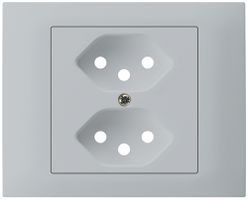 EB-Frontset kallysto f.Einbausteckdose G3 2×T13 Abdeckrahmen schraubbar hellgrau