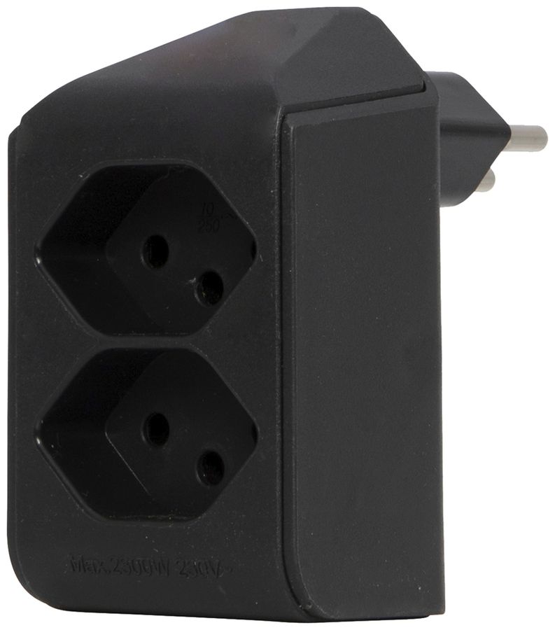 Abzweigstecker cleverLINE 2×T13 300° ohne Aufhänger schwarz