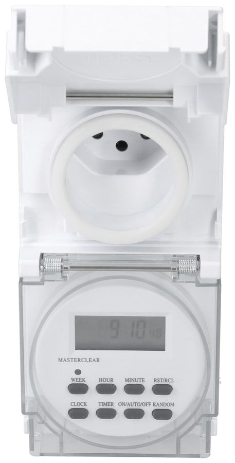 Minuteur à prise MH numérique 24h 1×type 13 10A 230V IP55 blanc