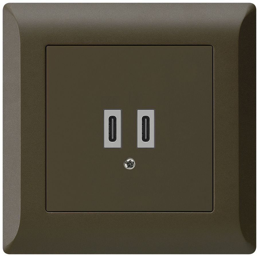 Prise de charge USB ENC Hager kallysto.line C-C 20W 5V 92×92mm brun