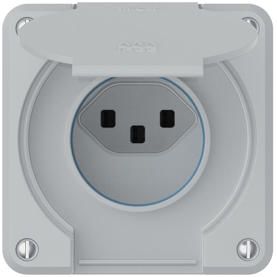 Prise robusto 1×type 23 IP55 gris clair