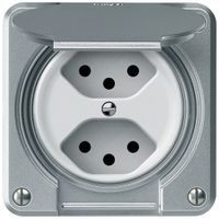 UP-Steckdose FI robusto 1×T23 30mA 16A 250V 86×86mm IP21 Aluminium