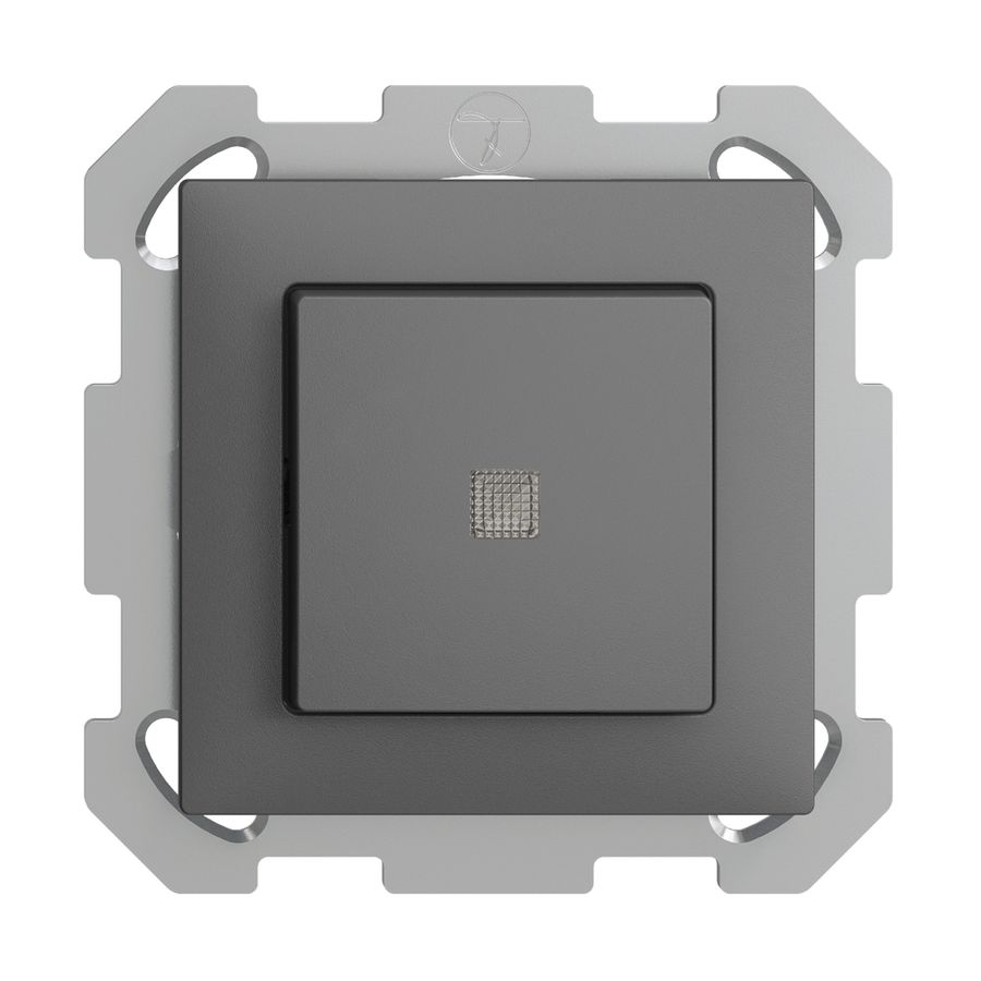 UP-Leuchttaster EDIZIOdue A-R/1P dunkelgrau mit Linse, LED gelb