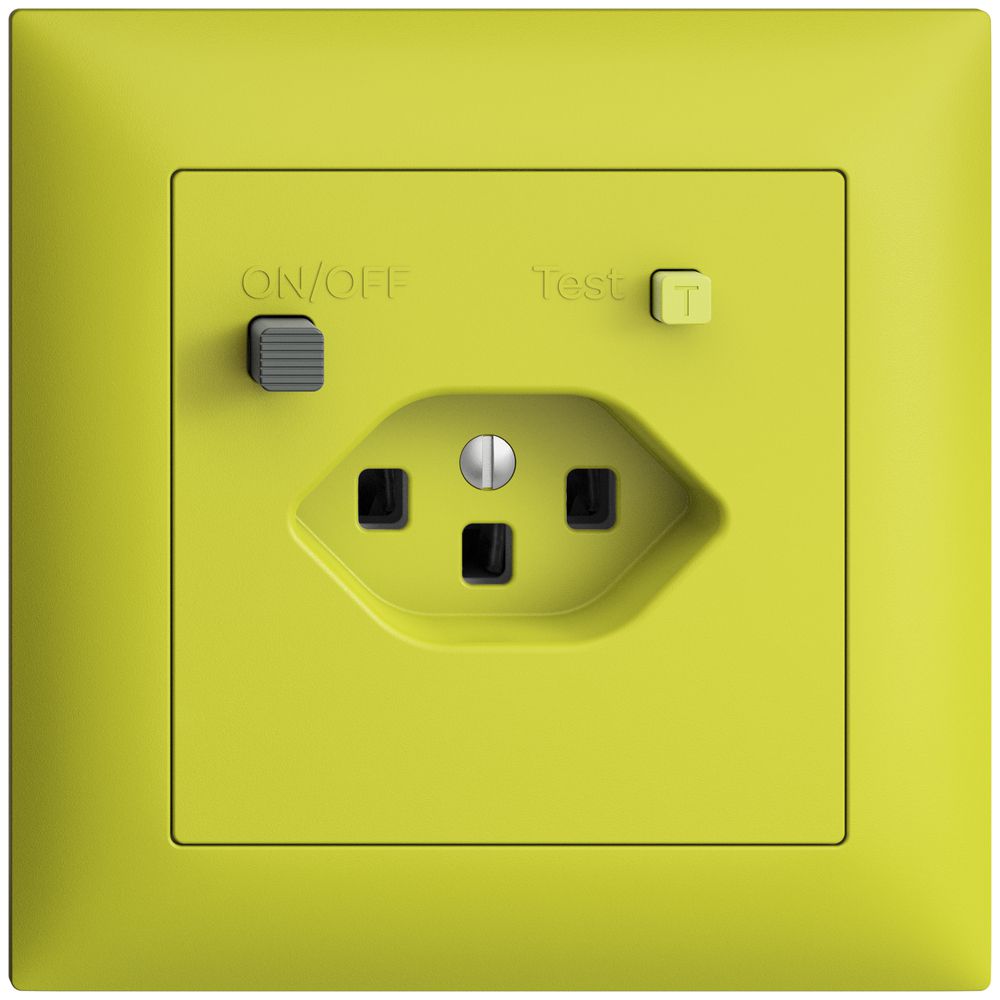 UP-Steckdose EDIZIOdue T23 FI 30mA FMI, lemon