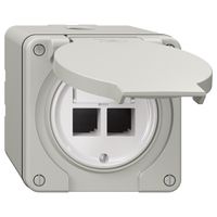 NAP-Montageset Feller S-One EASYNET, für 2×RJ45, Anbauhöhe 64 mm, lichtgrau