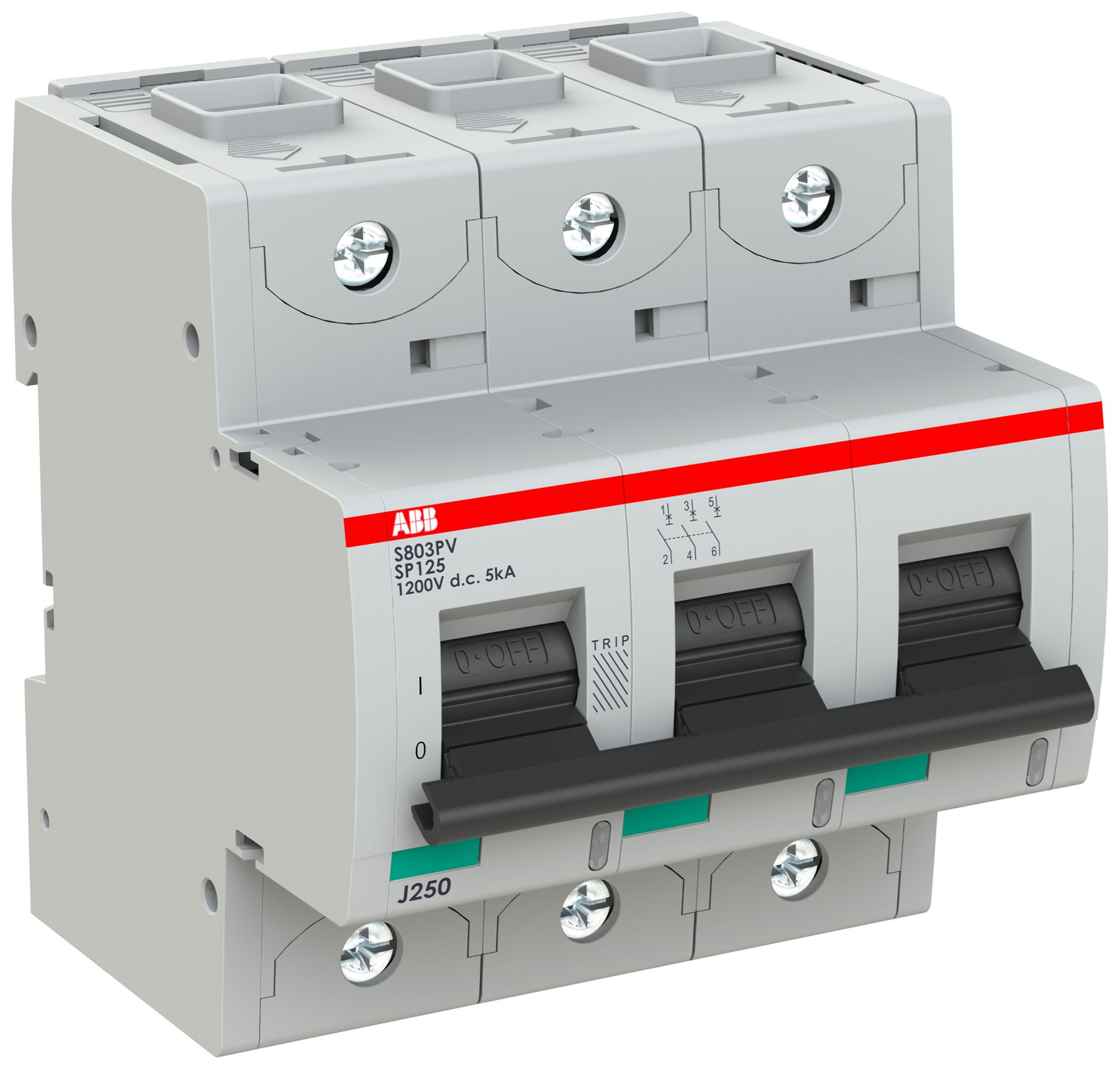 Leitungsschutzschalter ABB S803PV-SP125 3P 1200VDC 125A 5kA 4.5TE