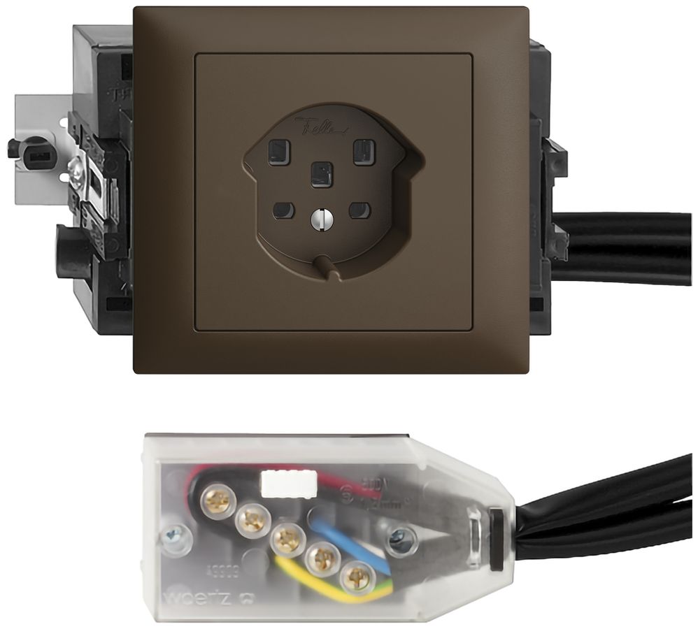 Prise INC EDIZIOdue T25 16A coffee 53mm pour câble Technofil