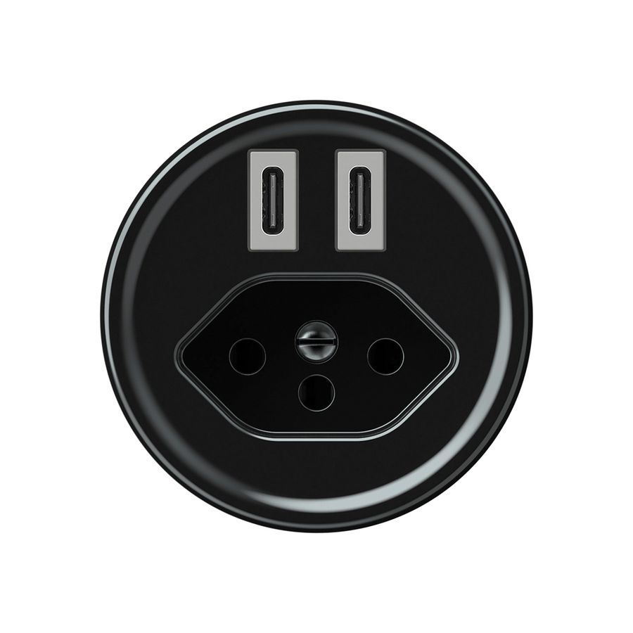 USB-Ladesteckdose origin 2×USB-C 3000mA 5V mit Typ 13 schwarz