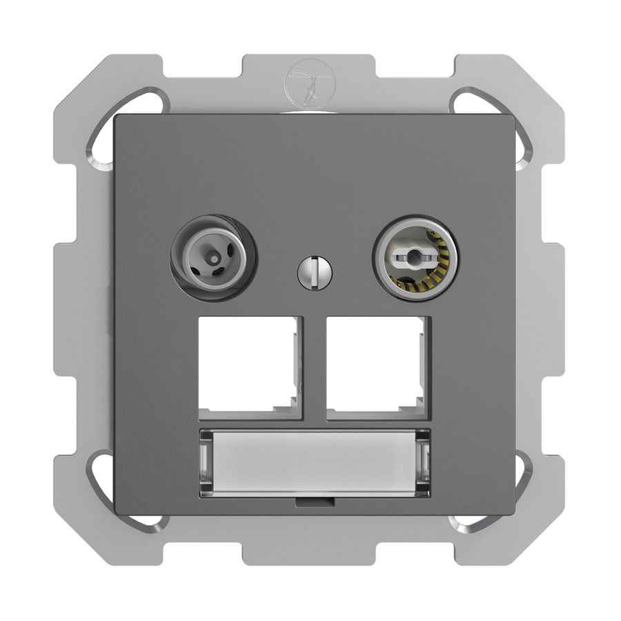 UP-Multimediadose EDIZIOdue FM EASYNET 4dB, f.2×RJ45 S-One, dunkelgrau