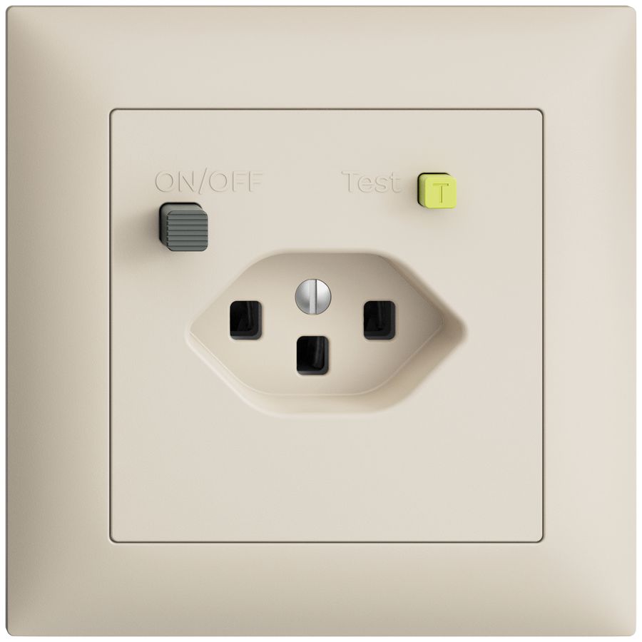 UP-Steckdose EDIZIOdue T23 FI 30mA FMI, crema