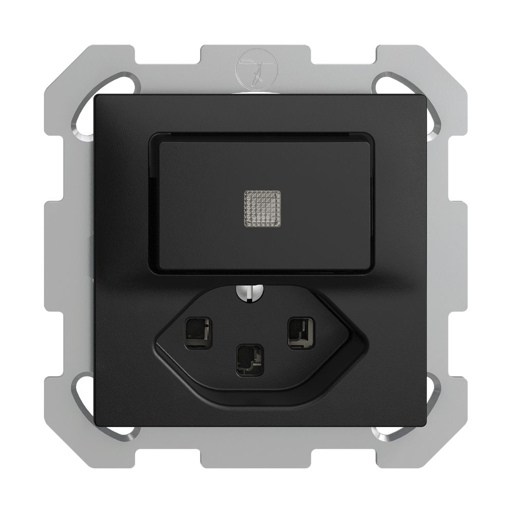 UP-Leuchtkombination 6/1L+T23 schwarz, LS EDIZIOdue mit Linse, LED gelb