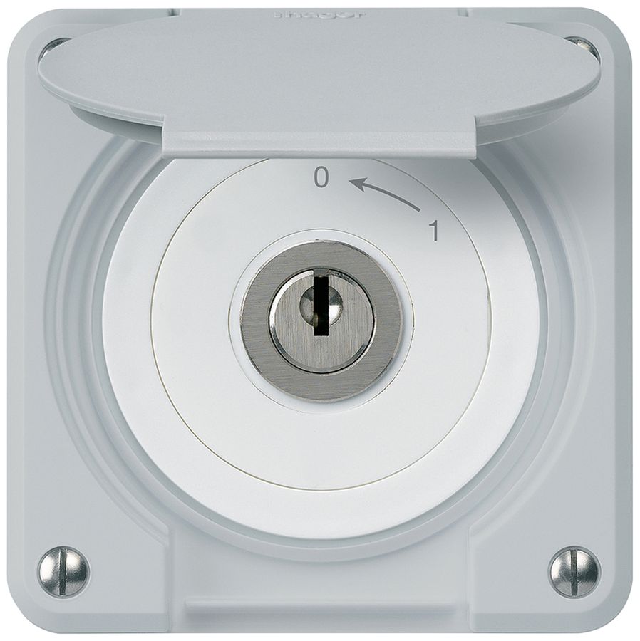 UP-Schlüsselschwenktaster robusto IP55 grau mit Deckel 2P