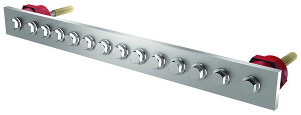 Barre compensation de potentiel Flury PA 20, Cu ét., 1-rang 310×30×6mm, 12×M6