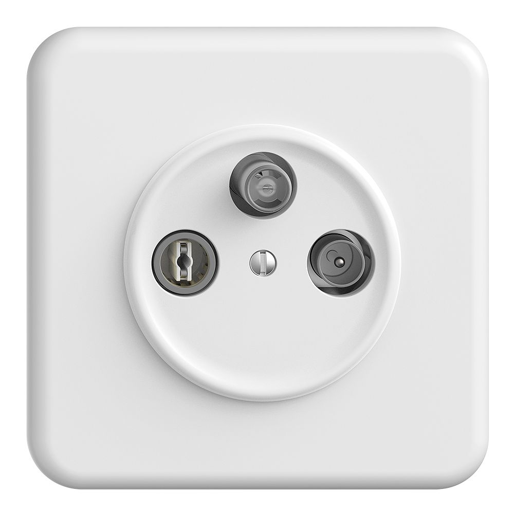 Prise d'antenne ENC SAT DB52 STANDARDdue blanc, avec IEC/F