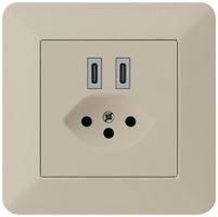 Prise de charge USB ENC Hager kallysto.trend C-C 20W+T13 5V 94×94mm beige