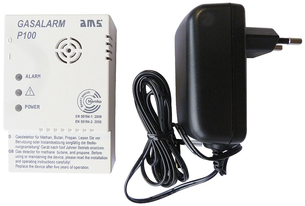 Détecteur de gaz AP AMS P100, méthane/butane/propane, incl. bloc d'alimentation