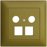 UP-Abdeckset EDIZIOdue FMI, f.Multimediadose 5…2000MHz, f.2×RJ45 Keystone olive