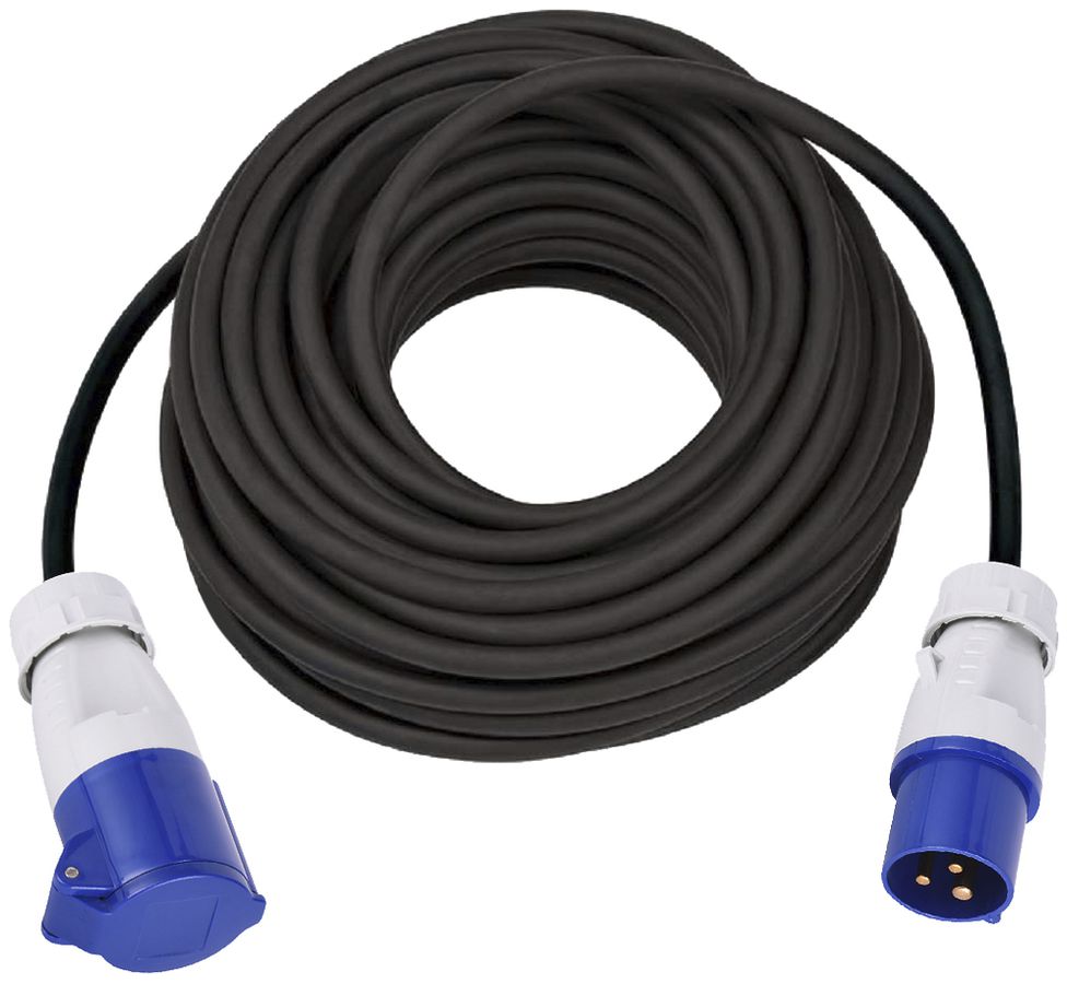 Prolunga MH CEE 16A/CEE 16A blu 230V H07RN-F3G1.5mm² GDV 30m IP44 nero