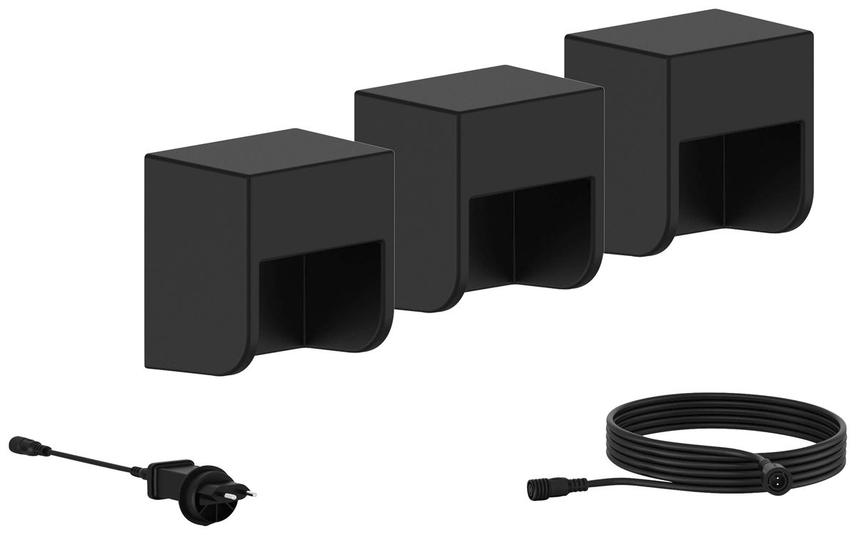 Applique LED Philips Grits 1.5W 180lm 827 IP44 noir 3 pcs