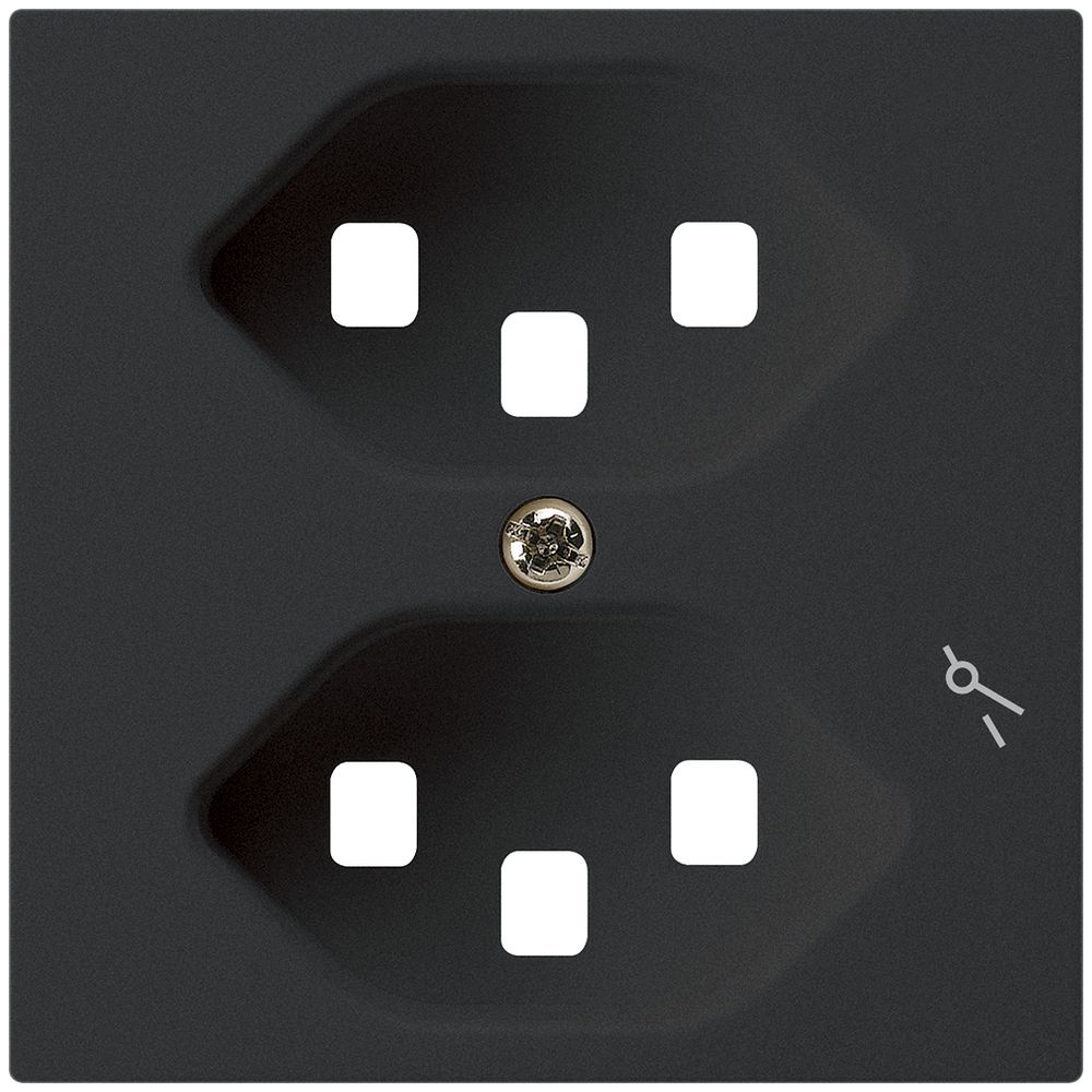 Frontplatte zu Steckdose Hager kallysto 2×T23 1×S H schwarz