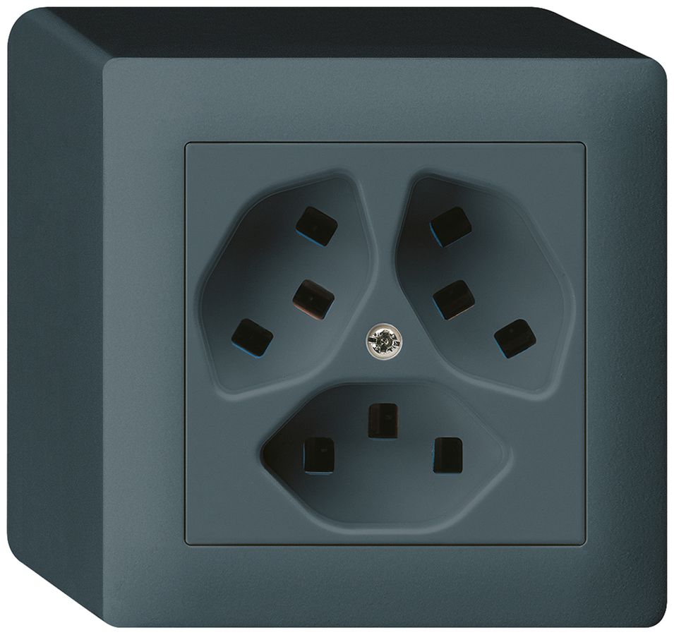 AP-Steckdose Hager kallysto 3×T23 Q anthrazit