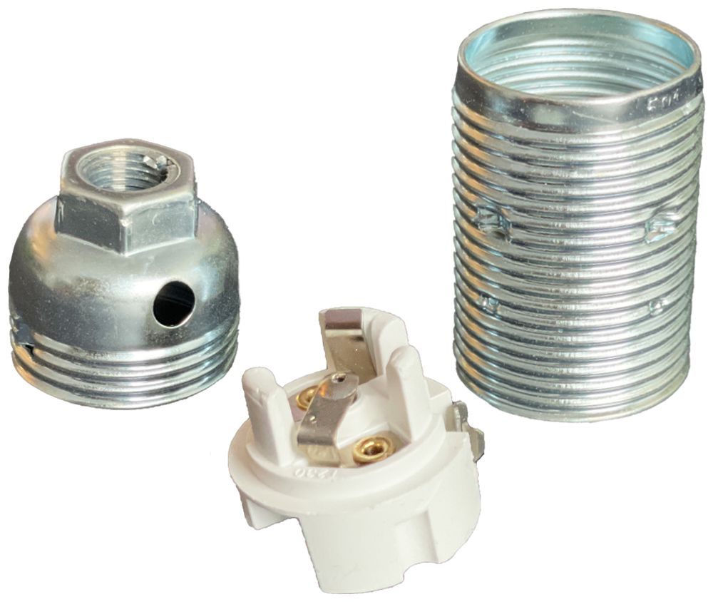 Fassung Elektrogros Schraubfassung E14 mit Aussengewinde weiss verzinkt