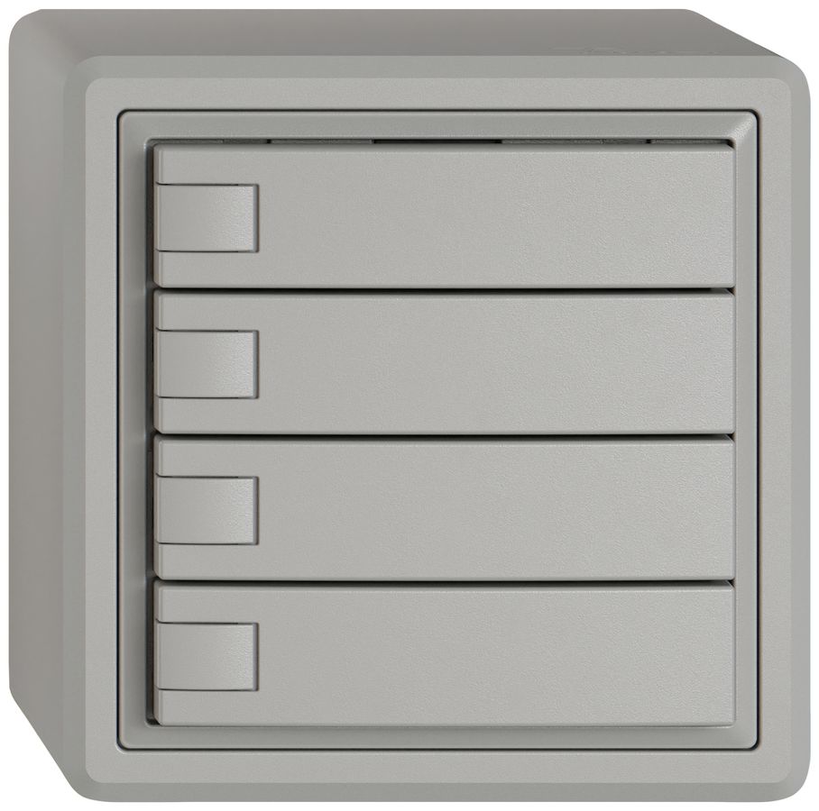 Poussoir KNX RGB AP EDIZIO.liv SNAPFIX® capteur temp.s.LED 4× comm.1T grc