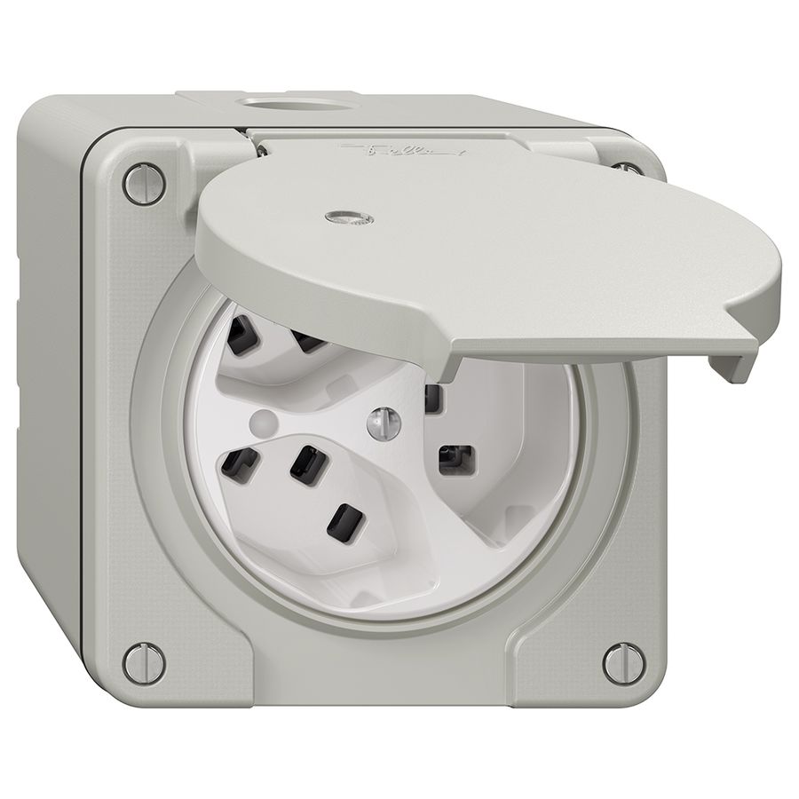 NAP-Steckdose NEVO, 3×T23, IP21, m.LED, lichtgrau