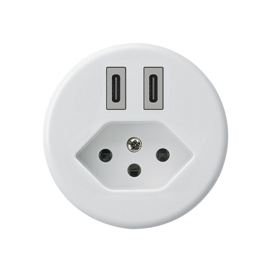 USB-Ladesteckdose Hager basico C-C 20W+T13 5V weiss