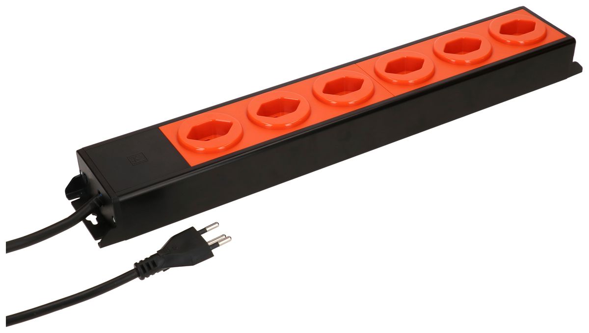 Prise multiple MH POWER LINE 10A 6×T13 3m noir-orange