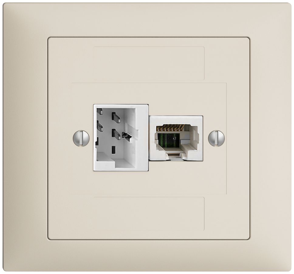 EB-Dose 1×T+T,1×RJ45/u 4P EDIZIOdue crema, ITplus ITM
