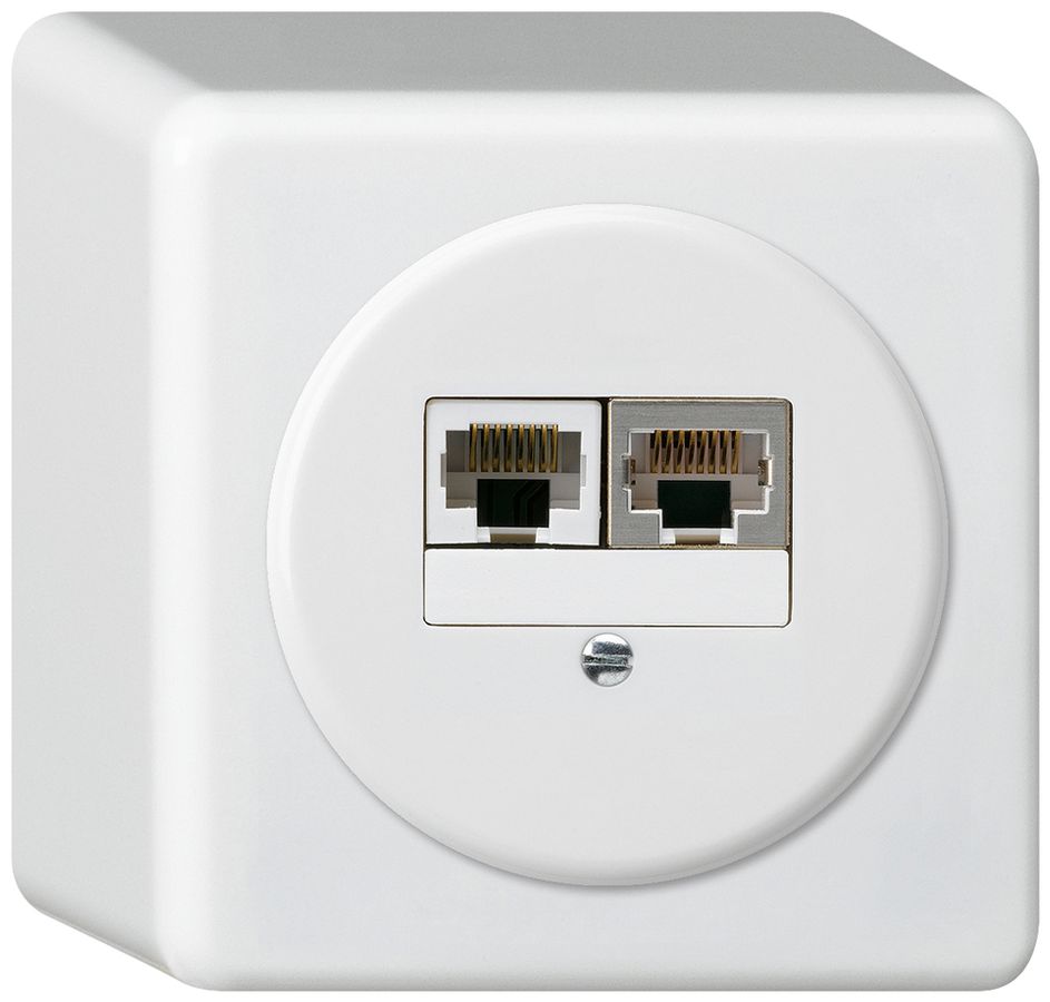 AP-Anschlussdose basico 2×RJ45s+u getrennt weiss