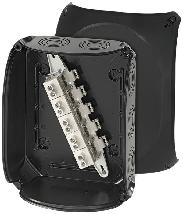 Boîte de dérivation AP Hensel KF B avec bornes 5×25mm² noir
