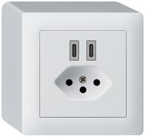 Prise de charge USB AP Hager kallysto C-C 20W+T13 5V 86×86mm blanc