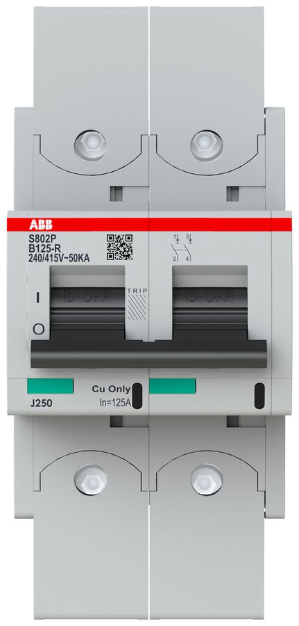 Leitungsschutzschalter ABB S802P-B125-R 2P 400V B-125A 50kA 3.5TE