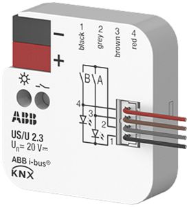 EB-Ein-/Ausgangs-Modul KNX ABB US/U2.3 2-Kanal 20VDC 40×39×12mm