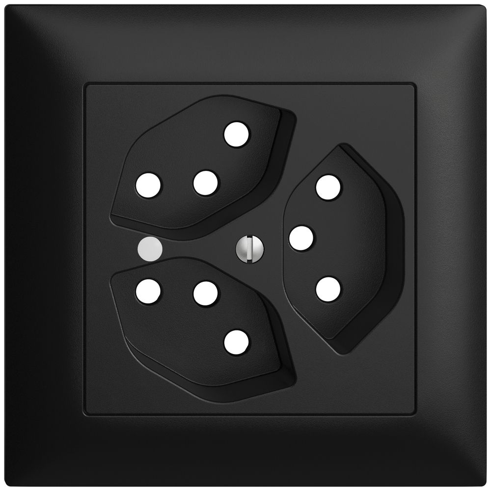 UP-Frontset EDIZIOdue schwarz 88×88mm 3×T13 mit Linse