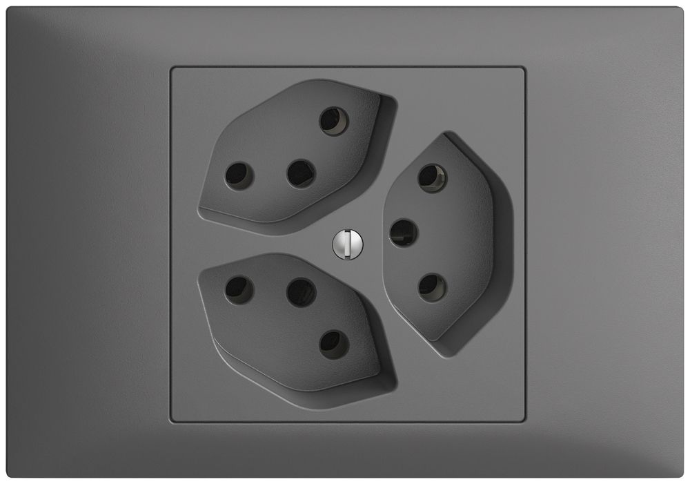 EB-Steckdose EDIZIOdue 3×T13 dunkelgrau