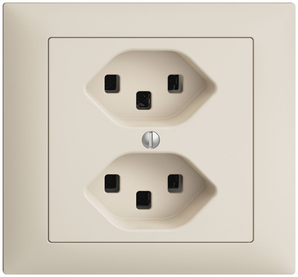 EB-Steckdose 2×T23 16A EDIZIOdue crema, mit Steckklemmen