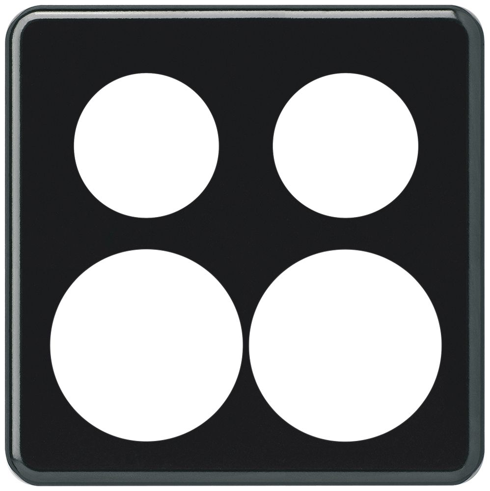 UP-Abdeckplatte basico 2×2 2×Ø43mm+2×Ø58mm schwarz