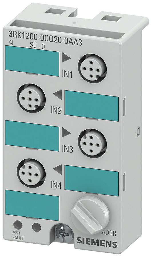 ASi-Kompaktmodul Siemens 3RK1 K45 4×DI (≤200mA) über M12-Anschlüsse IP67