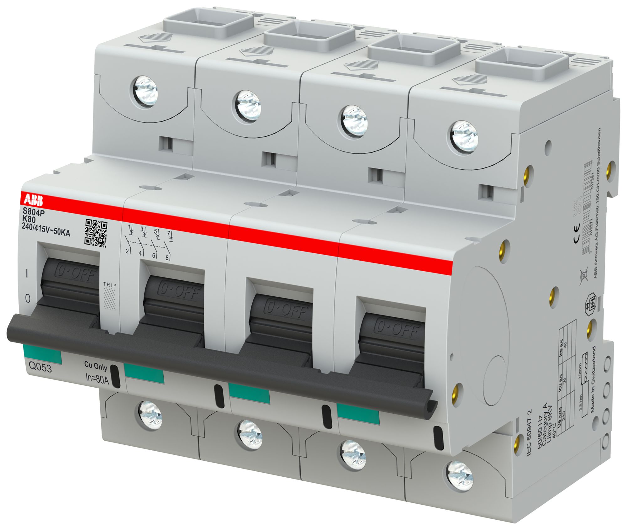 Disgiuntore ABB S804P-K80 4P 400V K-80A 50kA 6UM