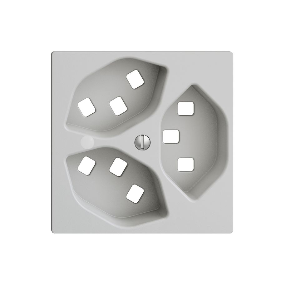 Frontset EDIZIOdue hellgrau 60×60mm 3×T23 mit Linse