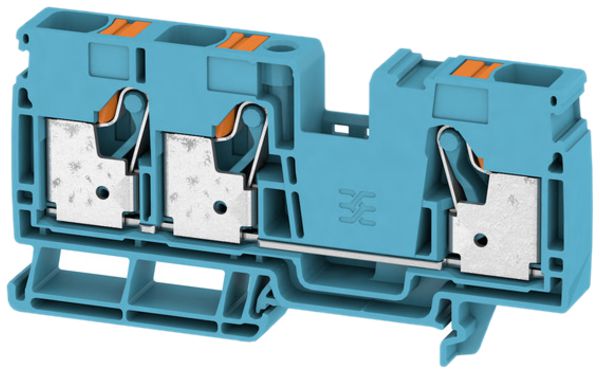 Borne de passage Weidmüller A3C PUSH IN 3×16mm² TS35 bleu
