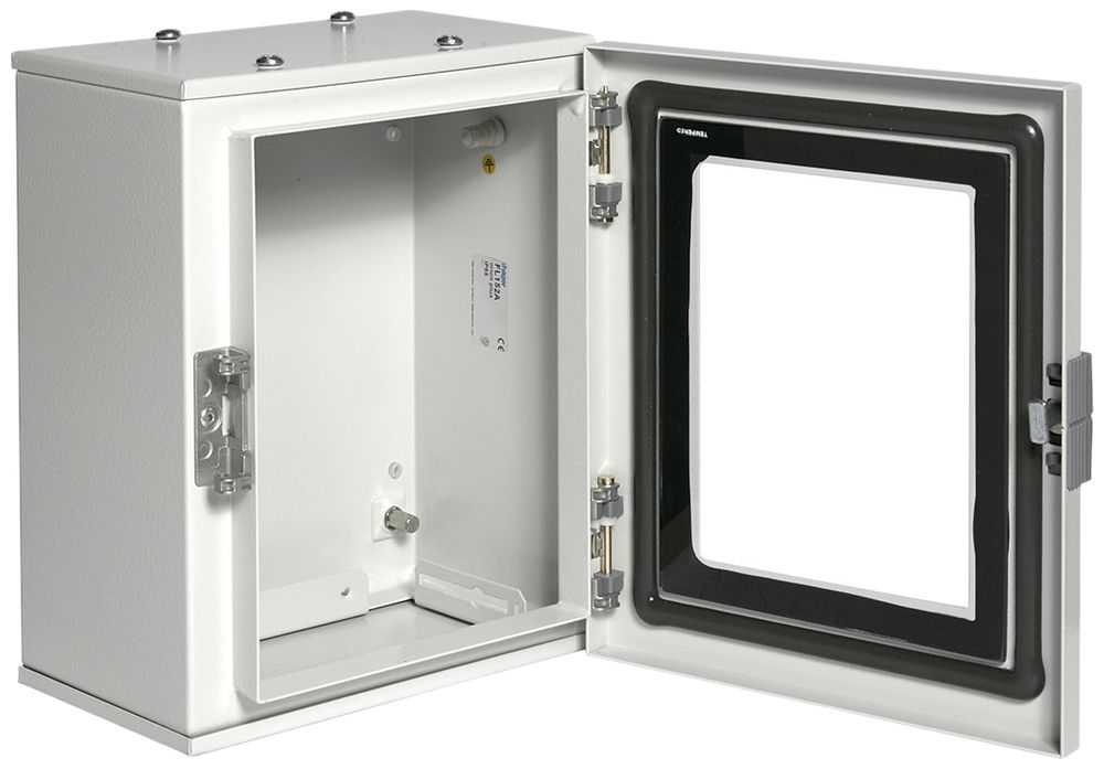 Coffret AP Hager Orion.Plus acier 250×300×160mm IP65 SKI panneton 2× grc porte