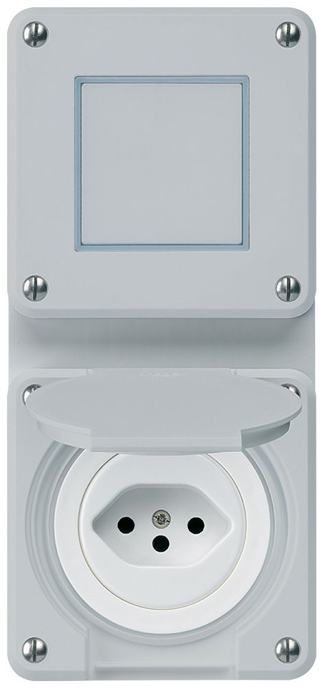 UP-Kombination Hager robusto I-I vertikal 3/1L+Typ 13, grau