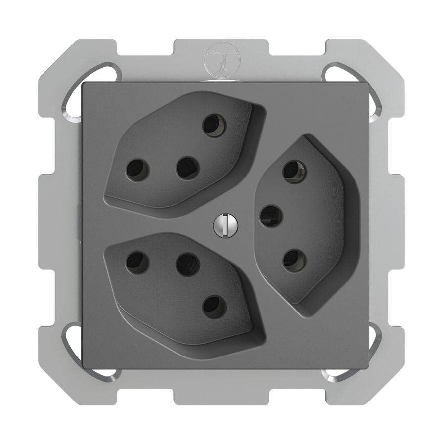 Prise ENC EDIZIOdue 3×T13 gris foncé avec shutter