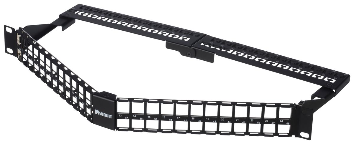 Patchpanel Panduit 48-Port Keystone 2HE, abgewinkelt, schwarz
