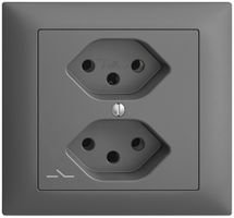 EB-Steckdose EDIZIOdue 2×T13 1×S dunkelgrau